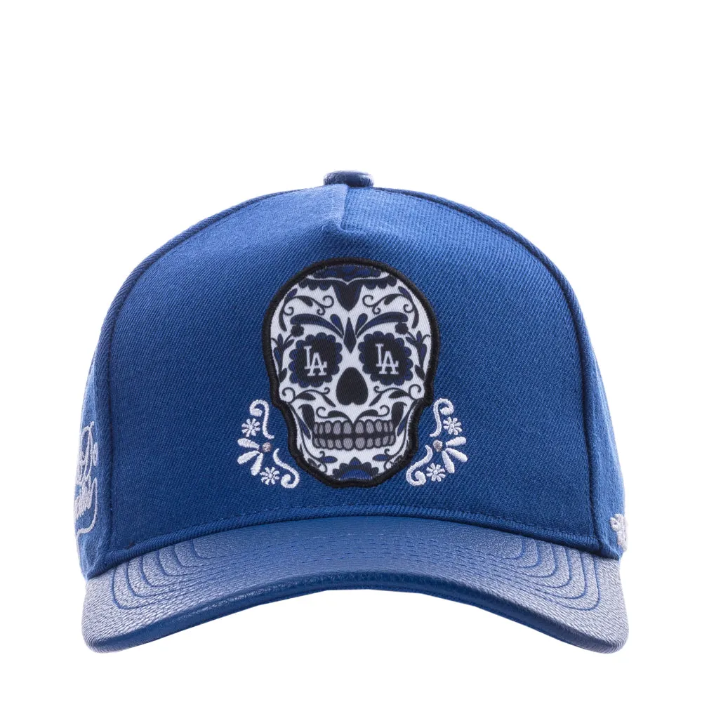 Dodgers Sugar Skull Wool Blend Pinch Front Strapback