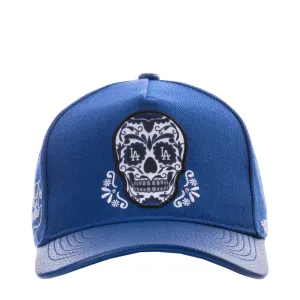 Dodgers Sugar Skull Wool Blend Pinch Front Strapback