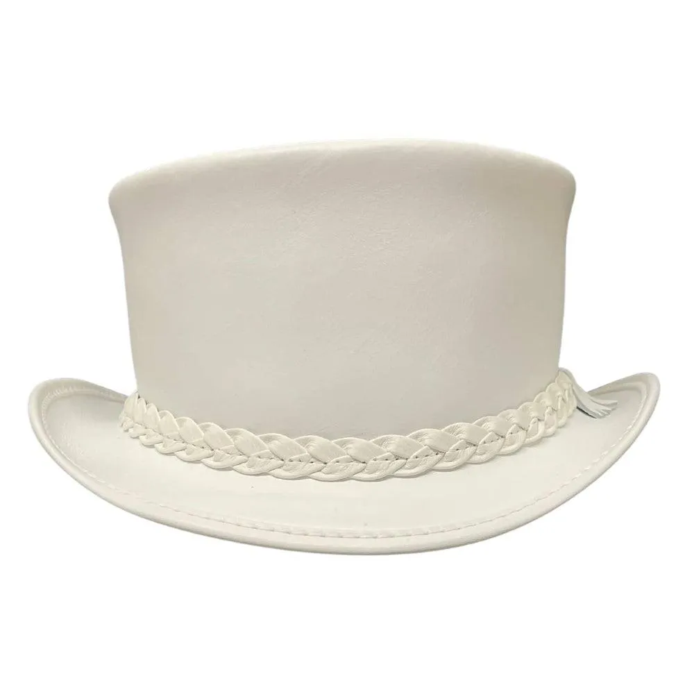 Ghost Rider | Womens White Leather Top Hat