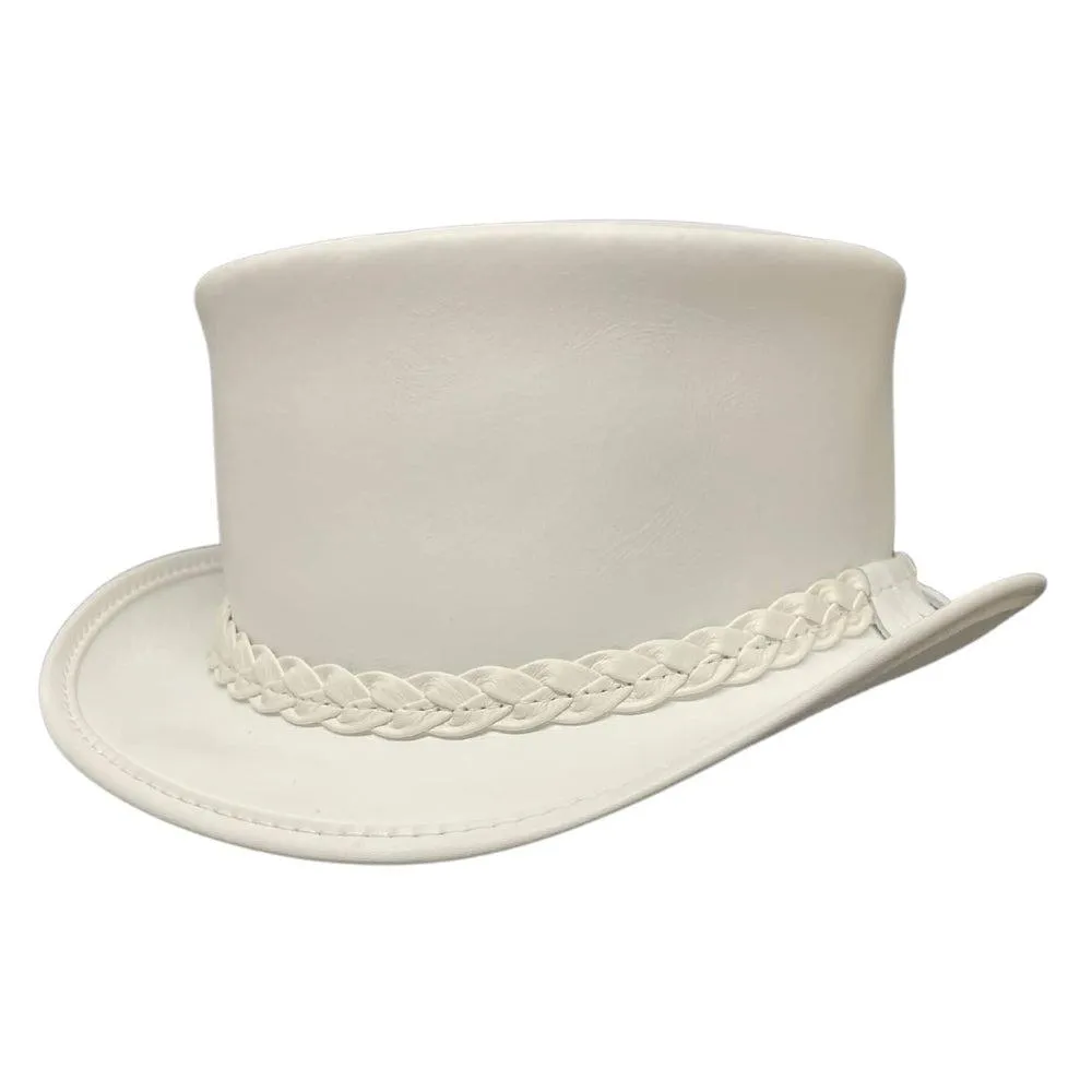 Ghost Rider | Womens White Leather Top Hat