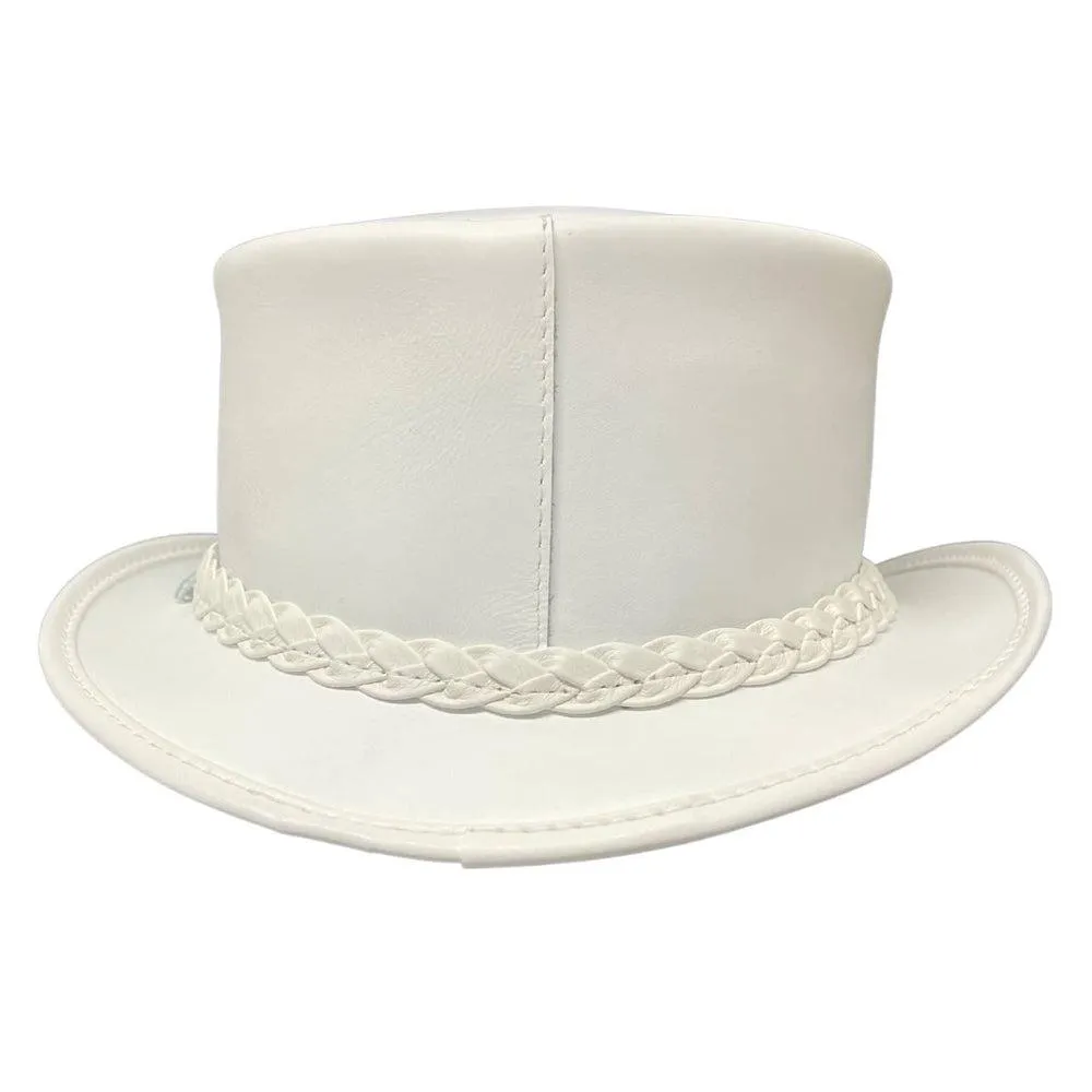 Ghost Rider | Womens White Leather Top Hat