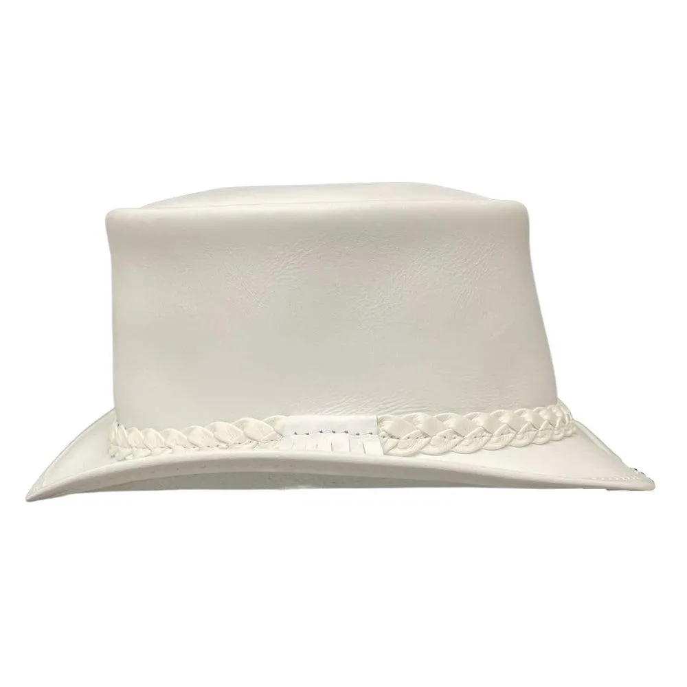 Ghost Rider | Womens White Leather Top Hat