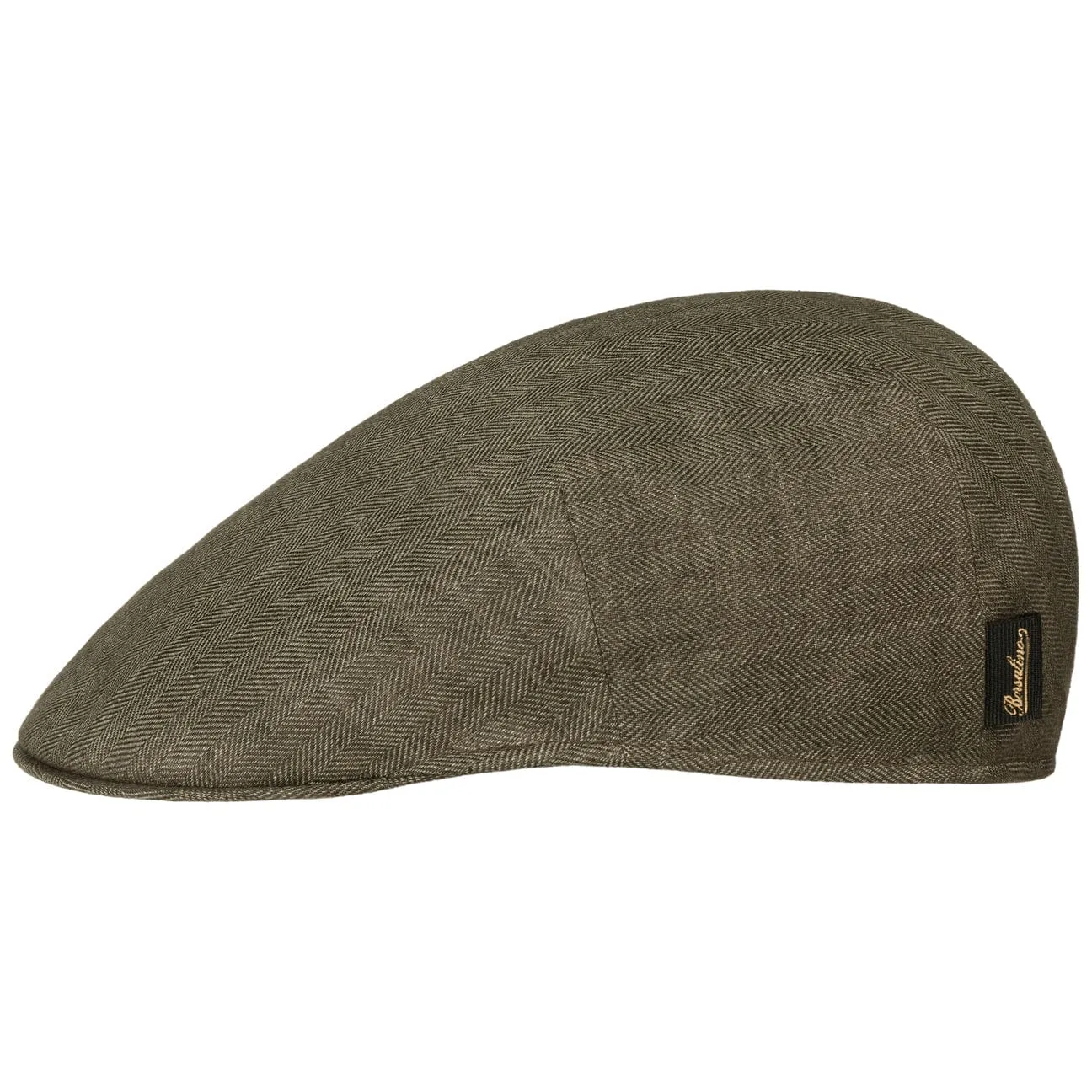 Herringbone Linen Flat Cap by Borsalino