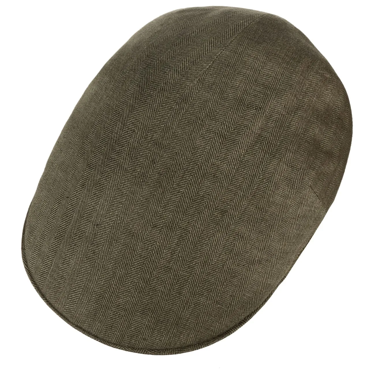 Herringbone Linen Flat Cap by Borsalino