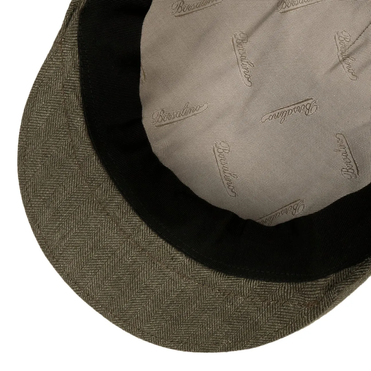 Herringbone Linen Flat Cap by Borsalino