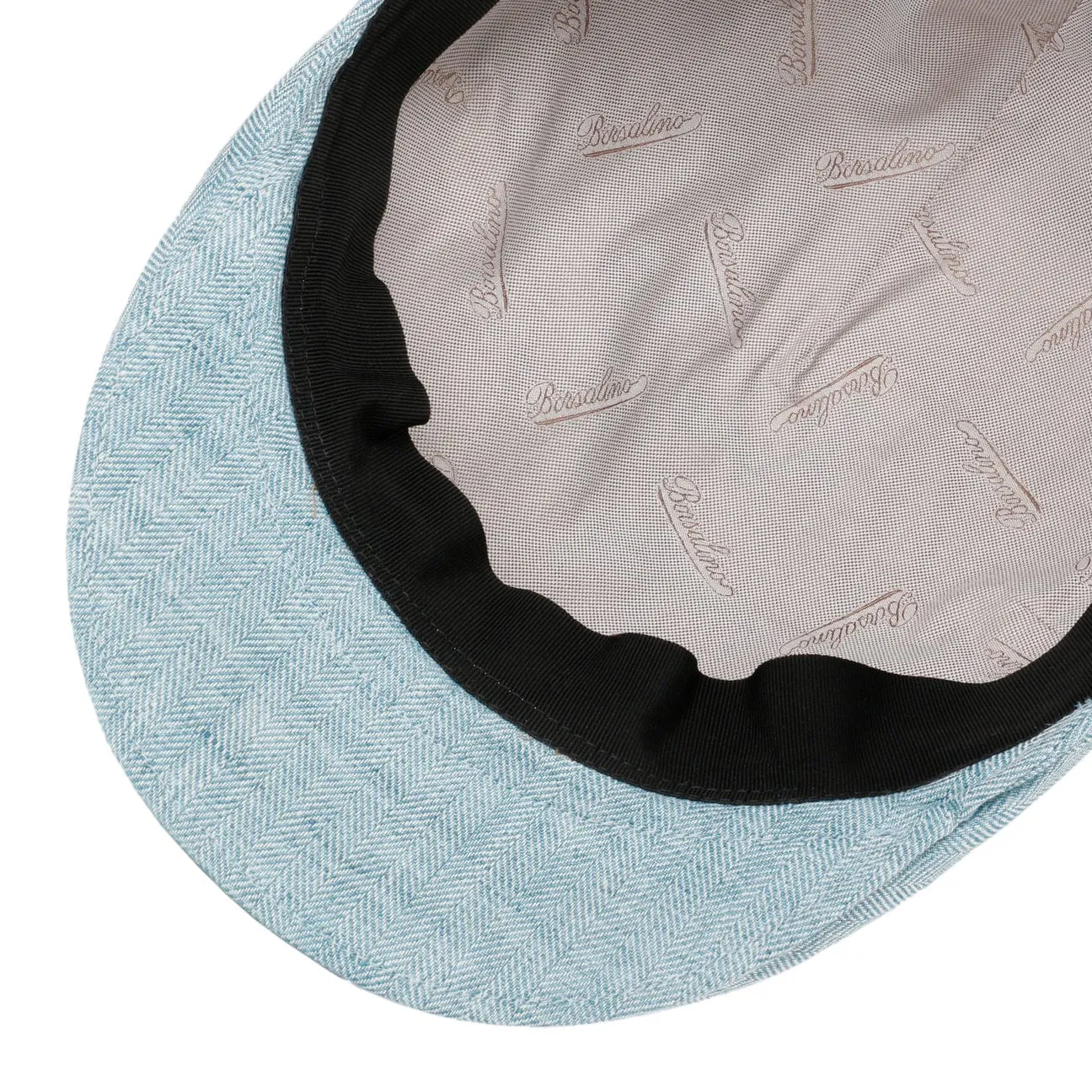 Herringbone Linen Flat Cap by Borsalino