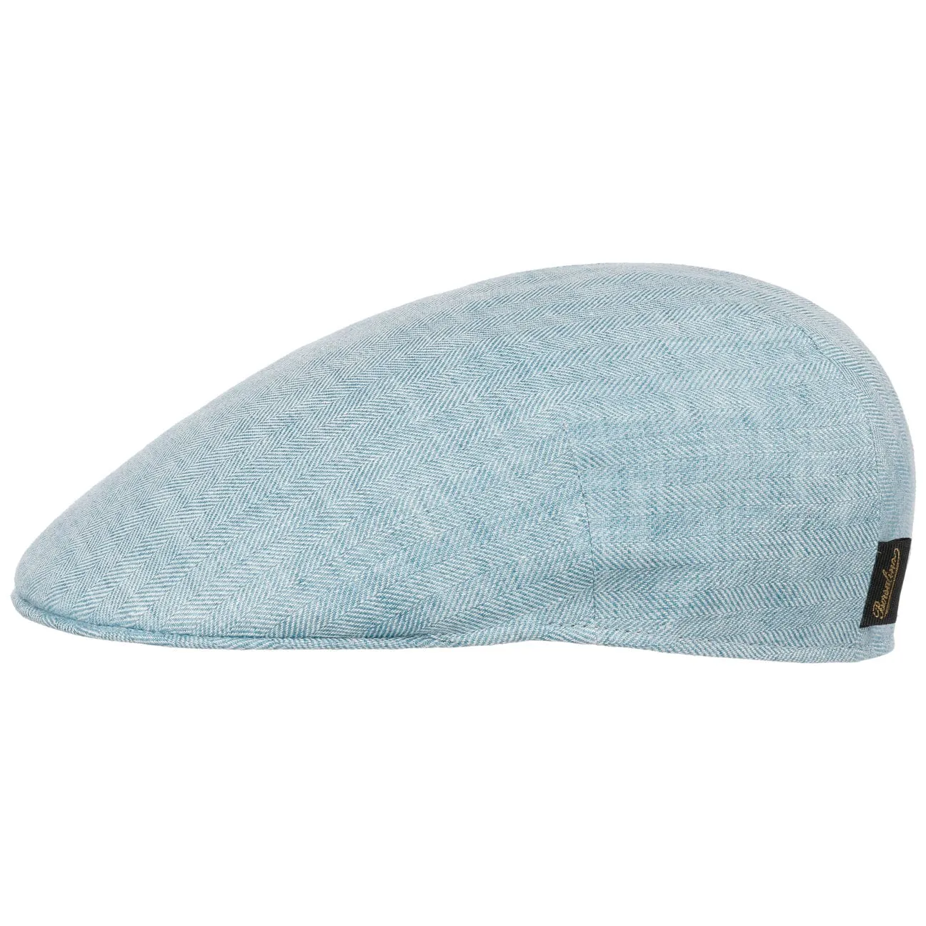Herringbone Linen Flat Cap by Borsalino