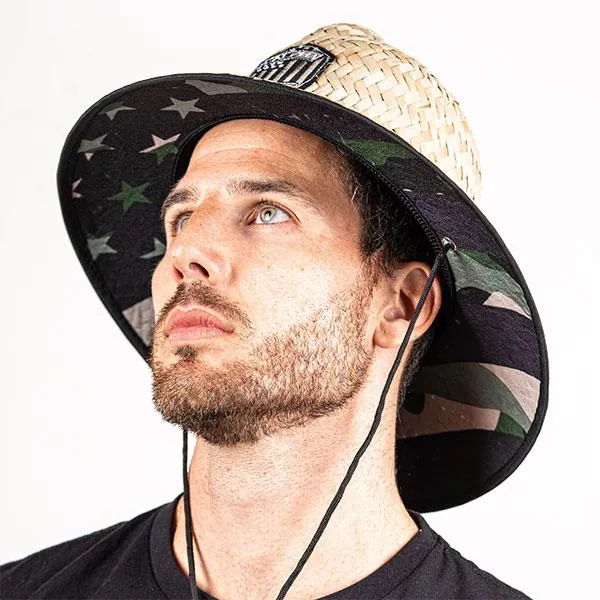 Ladder Under Brim Straw Hat | Patriot Military Camo