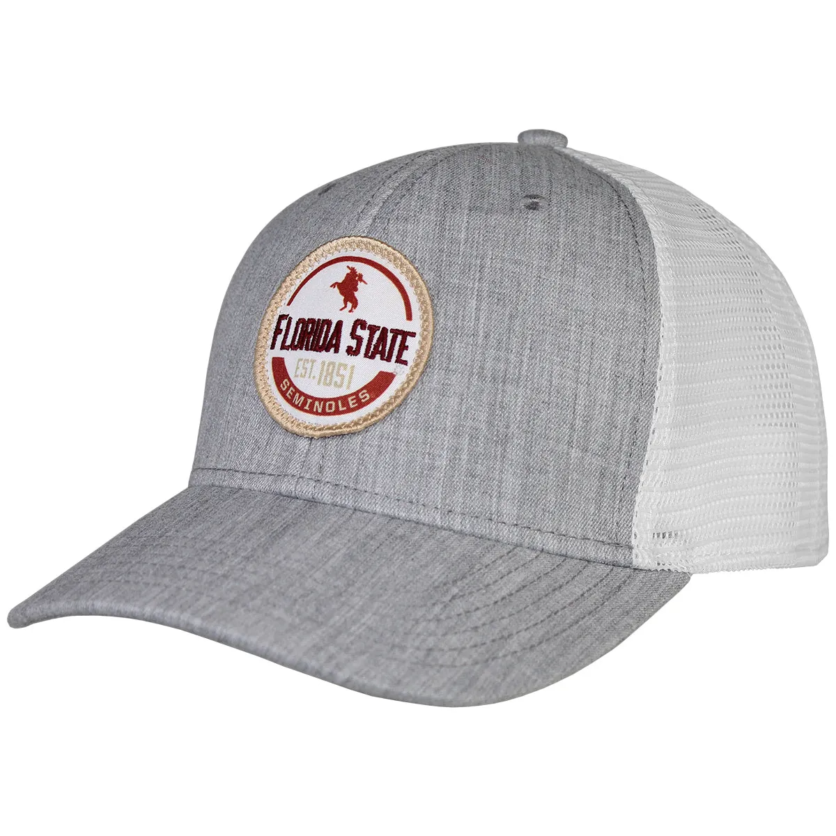 Legacy Florida State Seminoles Unconquered Silhouette Patch Adjustable Mid-Pro Snapback Cap - Melange Grey/White