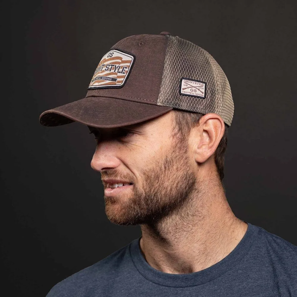 Old Glory Patch Mesh Hat - Brown Wash