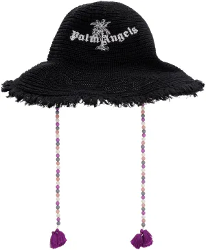 Palm Angels Logo Detailed Frayed Edge Sun Hat