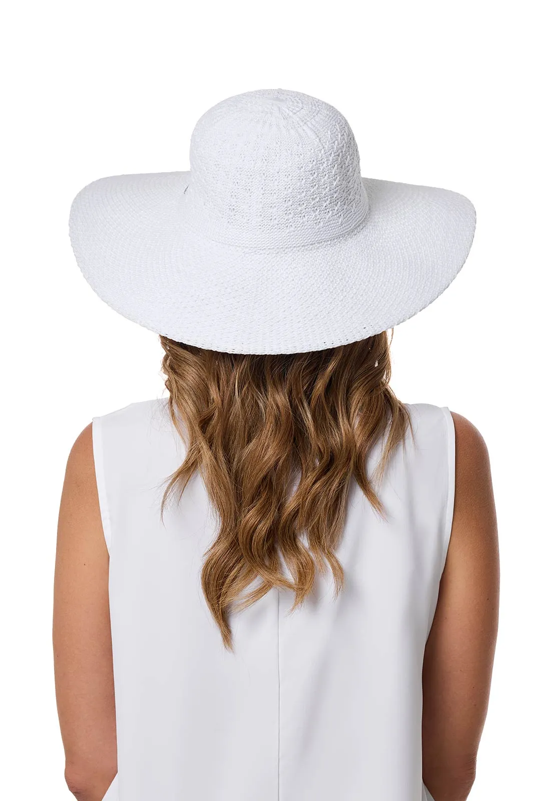 Perla Packable Wide Brim Hat | White
