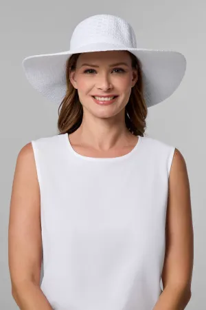 Perla Packable Wide Brim Hat | White