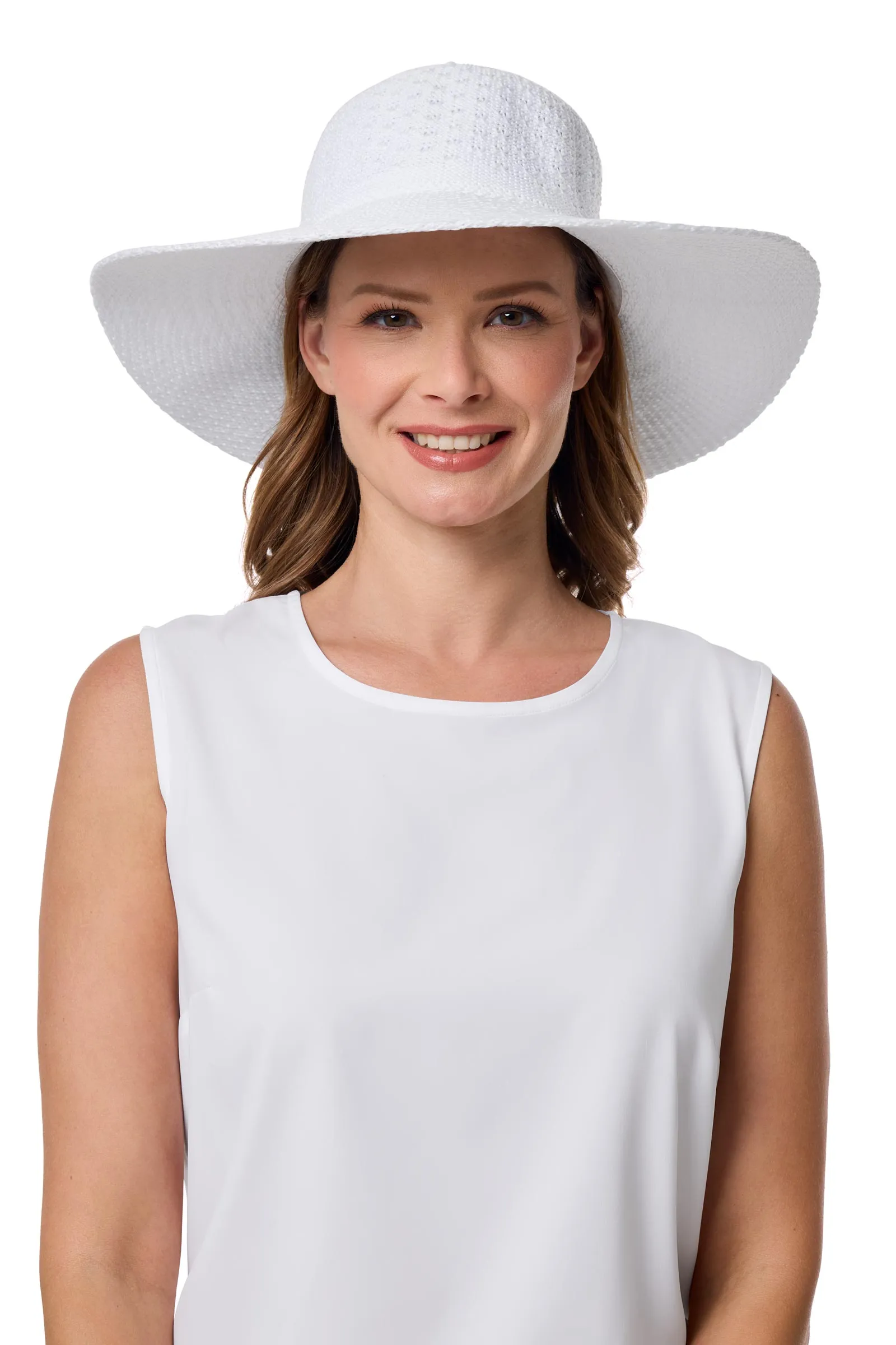 Perla Packable Wide Brim Hat | White