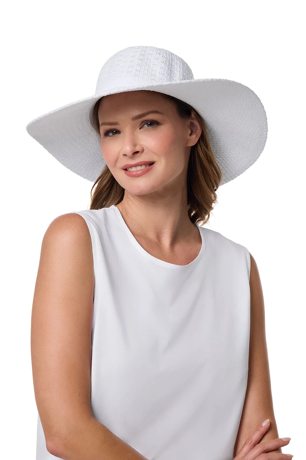 Perla Packable Wide Brim Hat | White
