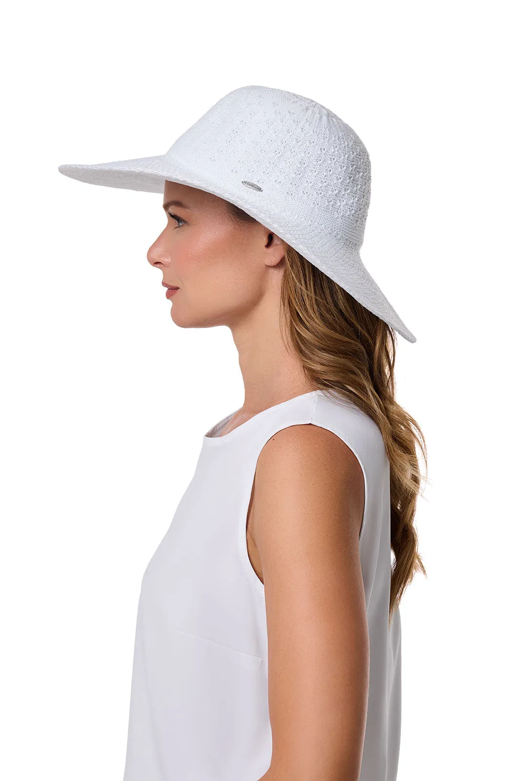 Perla Packable Wide Brim Hat | White