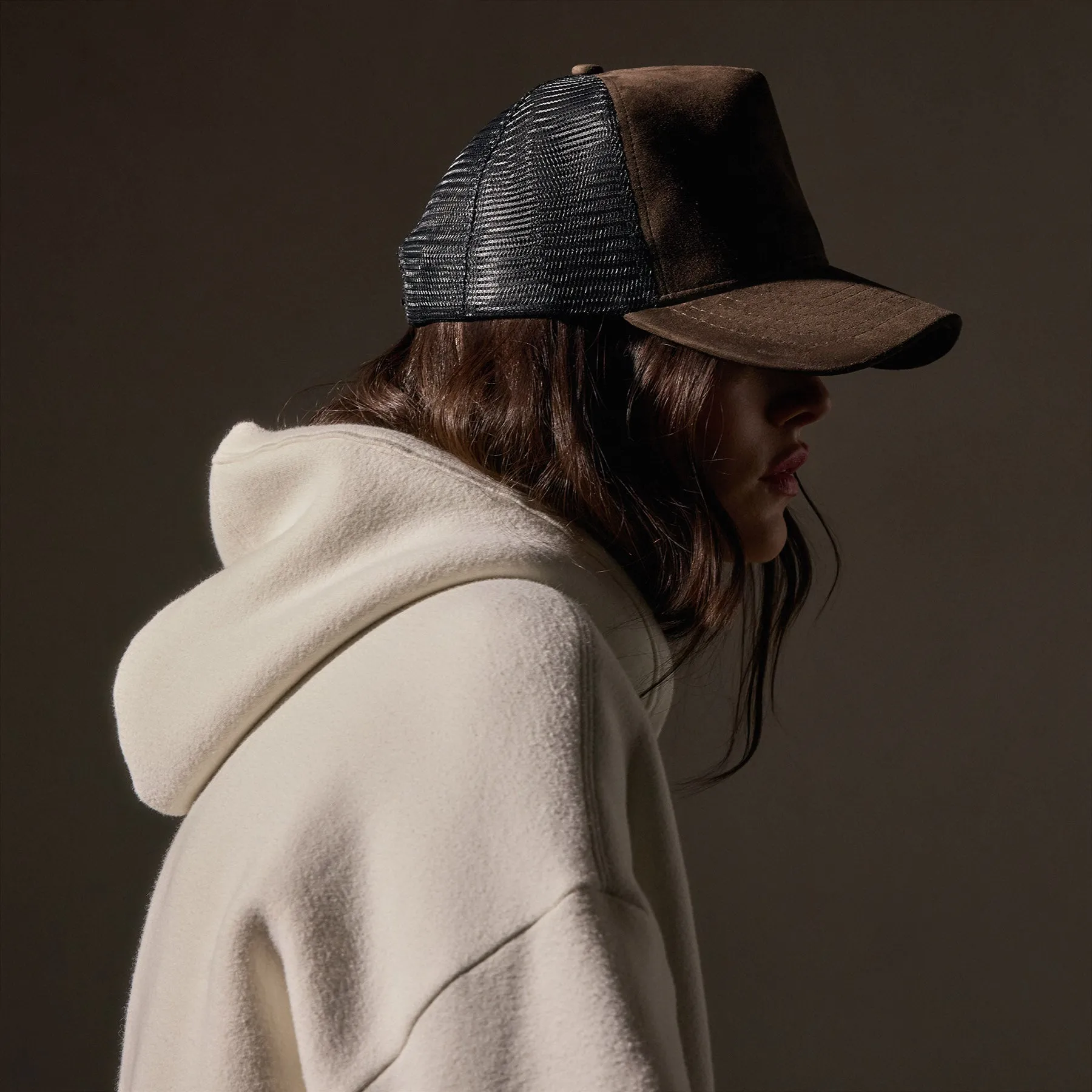 Suede Trucker Hat - Cafe