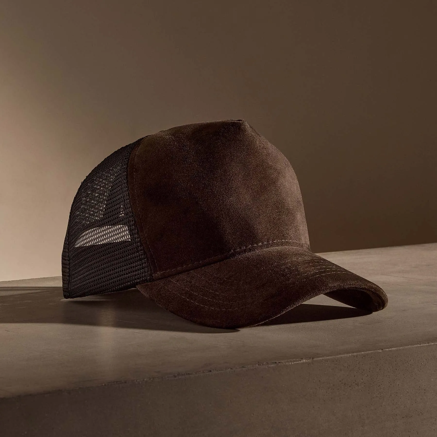 Suede Trucker Hat - Cafe