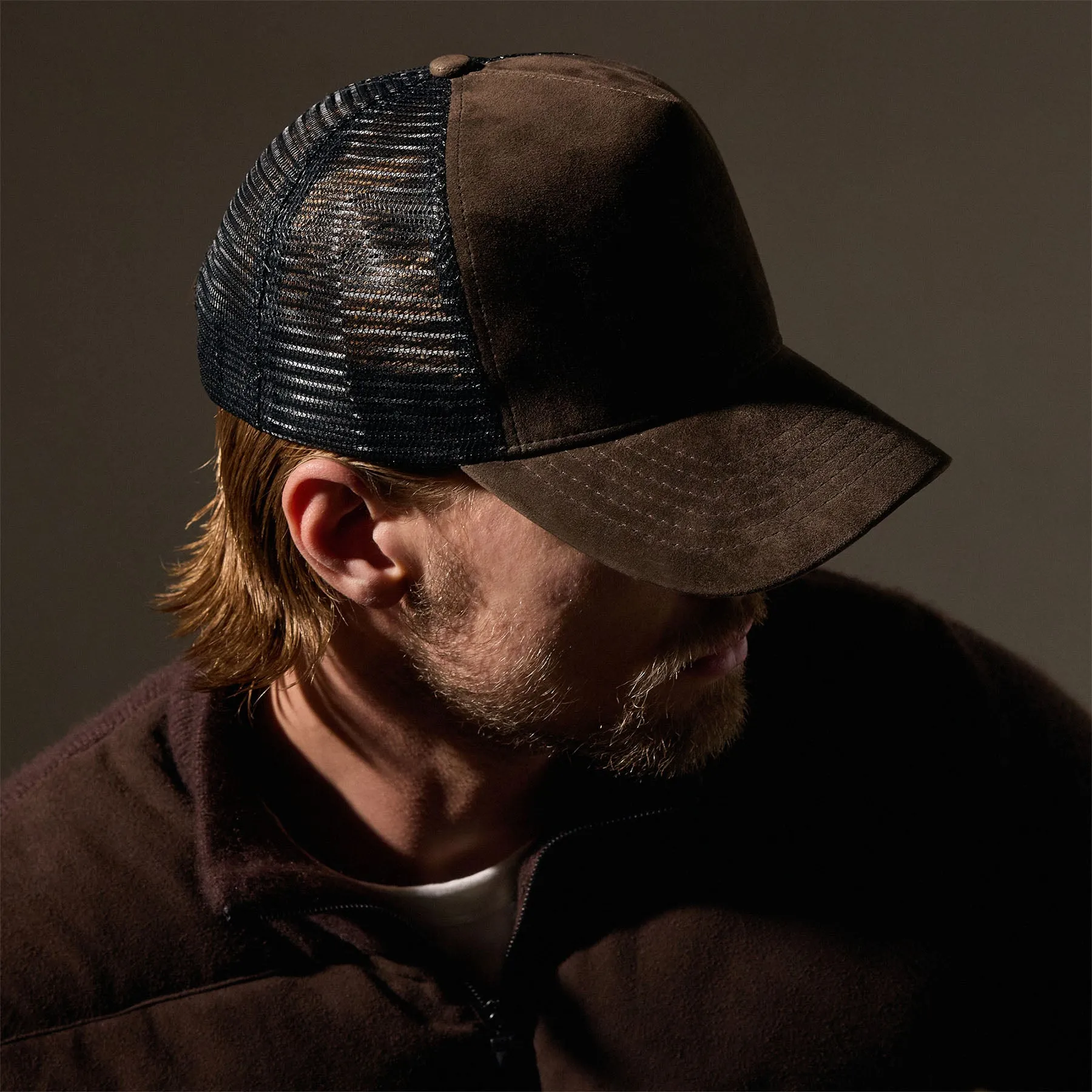 Suede Trucker Hat - Cafe