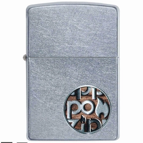 Zippo Windproof Lighter - Toffee Colored Button Logo Street Chrome Finish | 29872