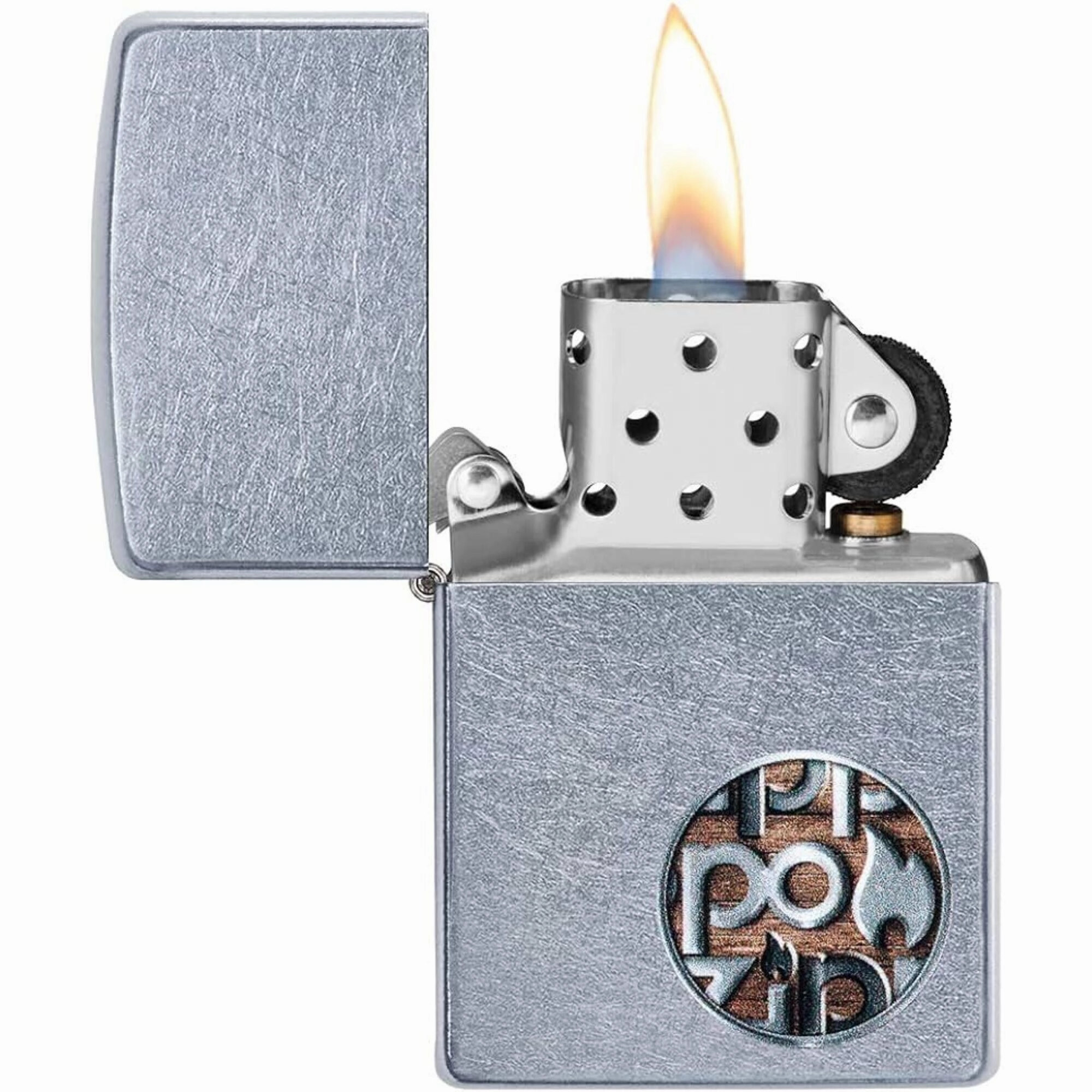 Zippo Windproof Lighter - Toffee Colored Button Logo Street Chrome Finish | 29872