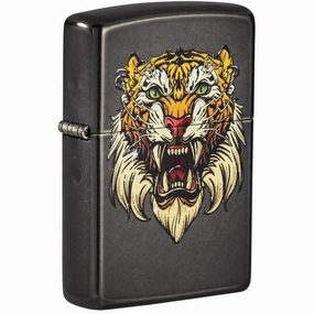 Zippo Windproof Pocket Lighter - Sabretooth Tattoo Design Gray Metal | 49263-000003
